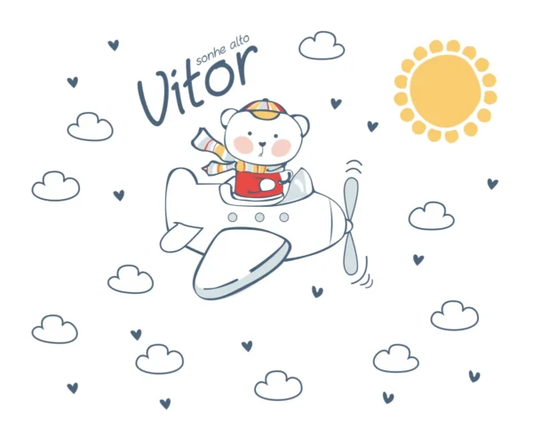 Papel de Parede Ursinho Aviador Feliz