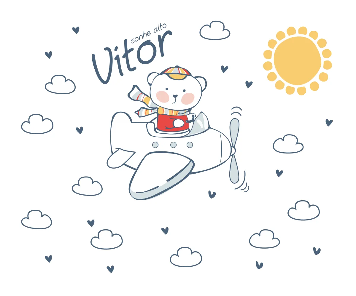 Papel de Parede Ursinho Aviador Feliz